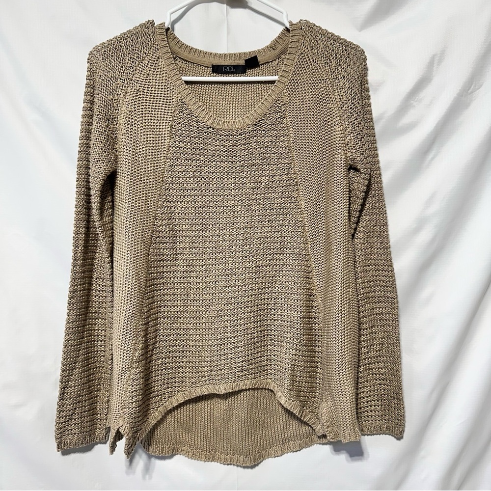 RDI Women’s Beige Oversized Knit Sweater – Cozy Casual Year-Round  Top sz M